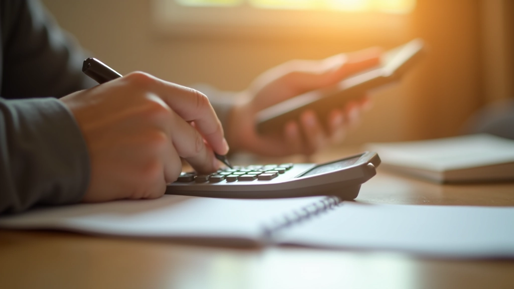 Person using calculator for financial planning